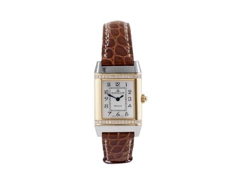 Jaeger-LeCoultre, Reverso: a lady's stainless steel and 18ct yellow gold diamond-set reversible wristwatch, ref 265.5.08, cas