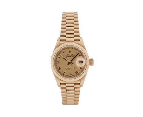 Rolex Oyster Perpetual Datejust: a 18ct yellow gold cased lady's automatic wristwatch, ref 69278, serial T798xxx, circa 1996,