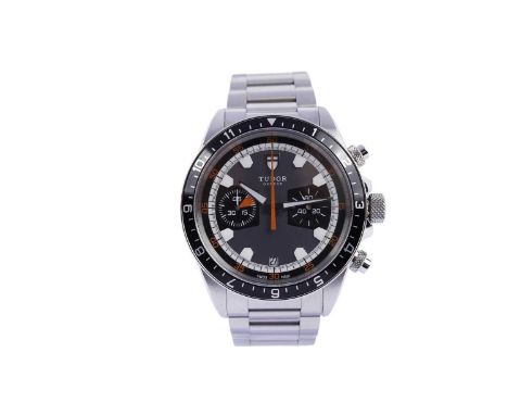 Tudor Heritage: a stainless steel cased chronograph automatic wristwatch, ref. 70330N, serial no. J9127xx, the grey dial with