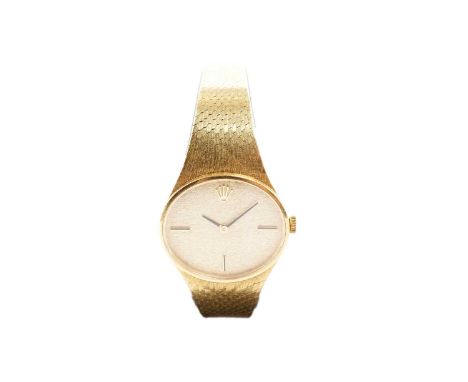 Rolex: a lady's 18ct yellow gold cased wristwatch, the gilt dial with batons at 369, fitted a manual wind movement (unable to