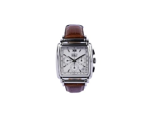 Zenith El Primero: a stainless steel cased automatic Chronograph wristwatch, ref. 01.0420.400, the white square dial with tri