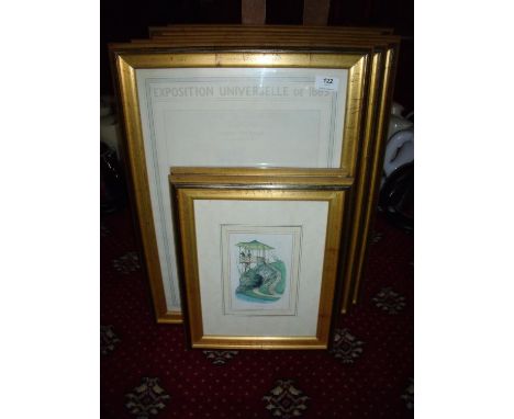 Eight framed and mounted architectural prints 