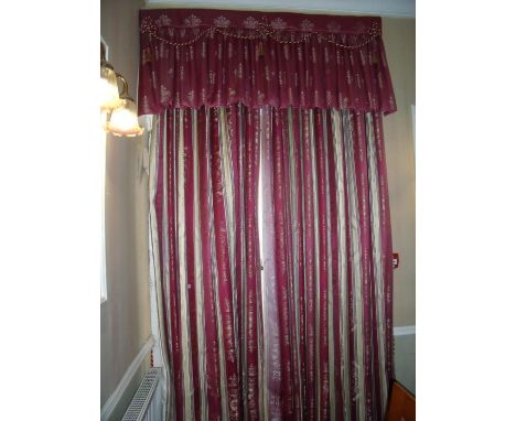 Four sets of curtains and pelmets, approx. 300cm drop from the dining room 