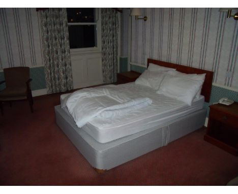 The bedroom contents of room 51, comprising of three chairs, double bed, pair of single drawer bedside tables, luggage rack, 