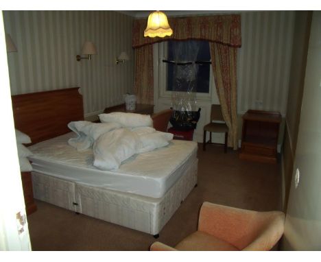 The bedroom contents of room 50, comprising of three chairs, pair of three drawer bedside chests, dressing table, side cabine