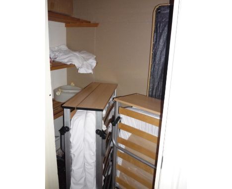 Two folding Z beds, various accessories including bed base, curtains, mobility aids etc 