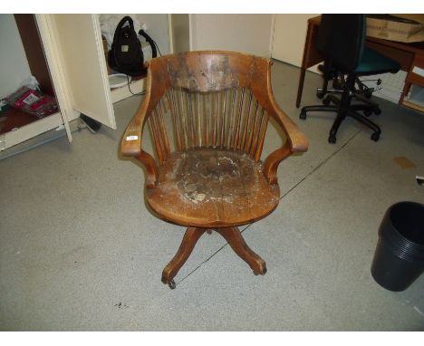 Edwardian office swivel stick back chair 