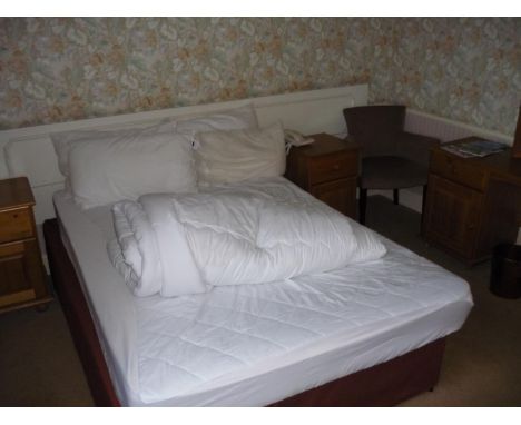 The bedroom contents of room 26, comprising of dressing chest, pair of pine bedside cupboards, double bed, selection of chair