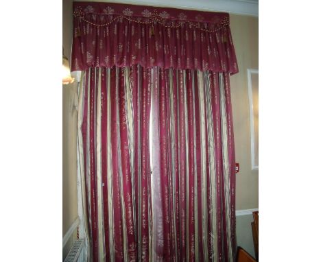 Four sets of curtains and pelmets, approx. 300cm drop from the dining room 