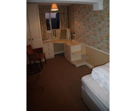 The bedroom contents of room 62, comprising of single bed, bedside cupboards, chair, fixed furnishings, curtains, pelmets etc