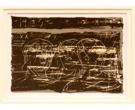 HENRY MOORE (British, 1938-1986), 'Heads', transfer lithograph, limited edition 1000, 11.5cm x 16.5cm, framed and glazed. 