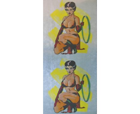 ALLEN JONES RA (British, b.1937), 'Double kneeling woman' original silkscreen printed on tin foil, an unsigned edition, 1975 