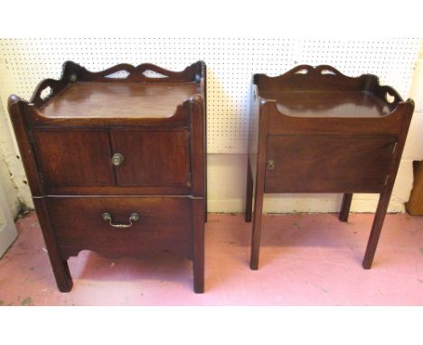 BEDSIDE COMMODE, George III mahogany of two doors with adapted pull out base, 75cm H x 56cm W x 48cm D, and another smaller w