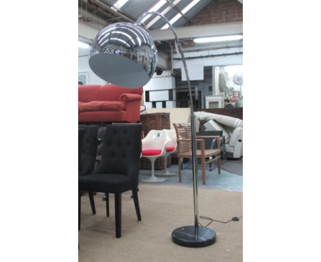 ARCO STYLE LAMP, on circular black veined marble base, 160cm H.