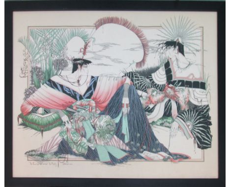 GRAHAM ILLINGWORTH (British, b. 1953), 'The long promise reached - the reality obtained' handcoloured woodblock print, 56cm x
