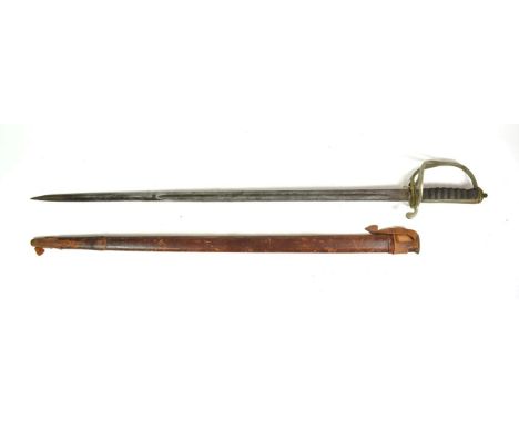 An 1821 Type Royal Artillery Officer's Sword, the 86cm single edge fullered steel blade etched with George V cypher and RA ba