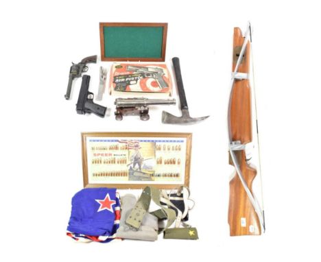 A Modern Crossbow, the aluminium limb with an 88cm span, with teak stock; a Diana 20 Shot BB Repeater Air Pistol, in box of i