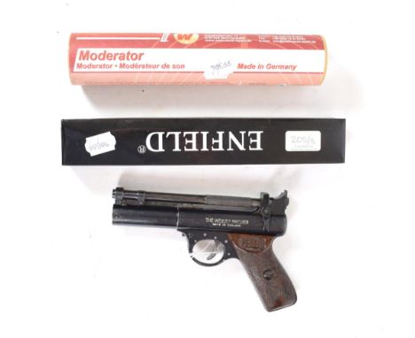 PURCHASER MUST BE 18 YEARS OF AGE OR OVER A Webley Premier Model E .22 Calibre Air Pistol, numbered 2189, with chequered brow