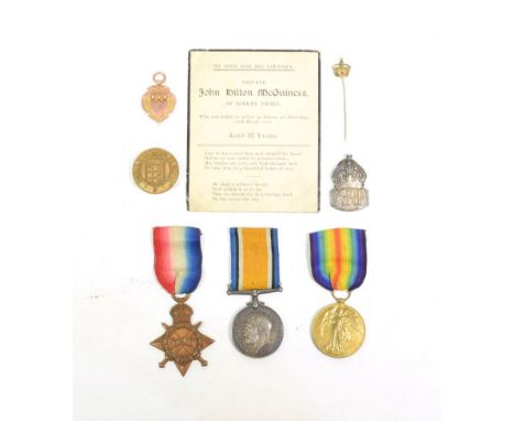 A First World War Trio, to 13582 SJT.R.H.VIPOND.BORD.R., comprising 1914-15 Star, British War Medal and Victory Medal; also, 