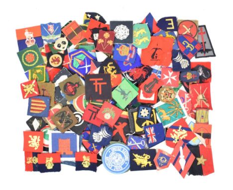 A Collection of Approximately Ninety 1940's/50's Formation Badges, embroidered, woven and printed, including HQ 21st Army Gro
