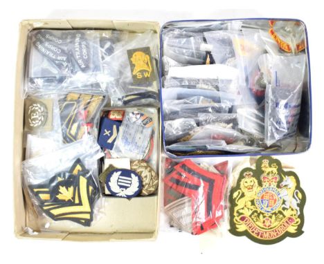 A Collection of British and Canadian Cloth Insignia, including Air Training Corps, RAF, Royal Navy and Army shoulder titles, 