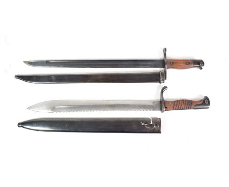 A German M98/05 Butcher Bayonet, second pattern, the saw-back steel blade stamped Weyersberg Kirschbaum &amp; Cie, Solingen, 