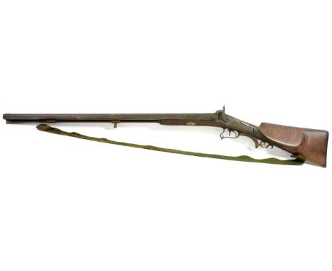 A 19th Century Continental Double Barrel Percussion Sporting Gun, with 74cm damascus barrels, the back action lock plates eng