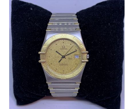 OMEGA. CONSTELLATION. Chronometer. Eighties. Steel watch, quartz movement. Sapphire crystal, yellow gold dial. Roman numerals