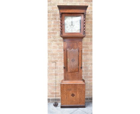AN 8-DAY LONGCASE CLOCK  the enamel dial with date aperture and inscribed 'W NICHOLAS BIRMINGHAM', in an oak and mahogany cas
