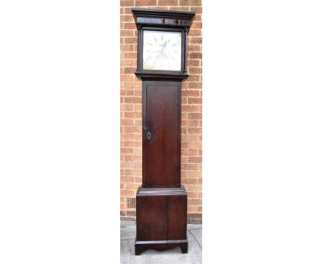 AN OAK CASED 30 HOUR LONGCASE CLOCK  the silvered dial with subsidiary seconds dial and date aperture, signed 'Francis Shuttl