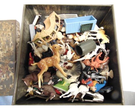 ASSORTED PLASTIC MODEL FARM ANIMALS  and a quantity of other items. 