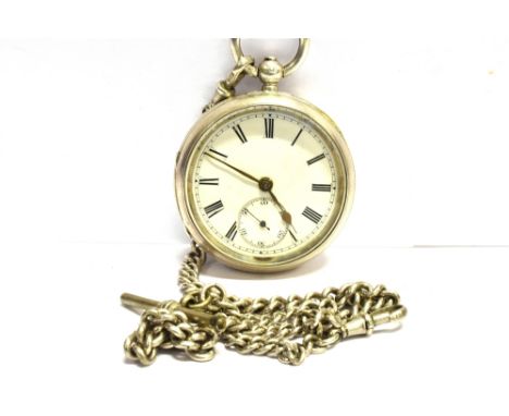 W H MASON, CLIFTON, A LATE VICTORIAN SILVER CASED OPEN FACE POCKET WATCH, CIRCA 1889; AND A CHAIN the key-wind fusee lever mo