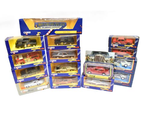 FIFTEEN DIECAST MODEL VEHICLES  by Corgi (13) and Matchbox (2), including a Corgi No.279, Rolls-Royce Corniche, metallic red,