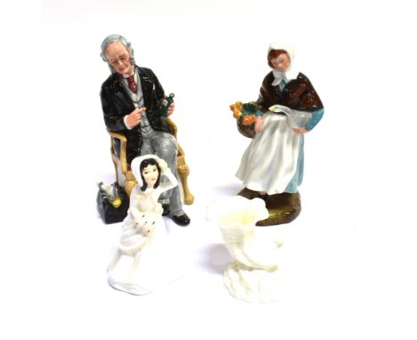 A ROYAL DOULTON FIGURE 'THE DOCTOR' (HN2858)  19cm high; Royal Doulton figure 'Country Lass' (HN1991), 19cm high; Royal Doult