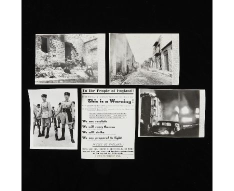 Group of five gelatin silver prints and original vintage photographic reproductions related to the war in Israel from the arc