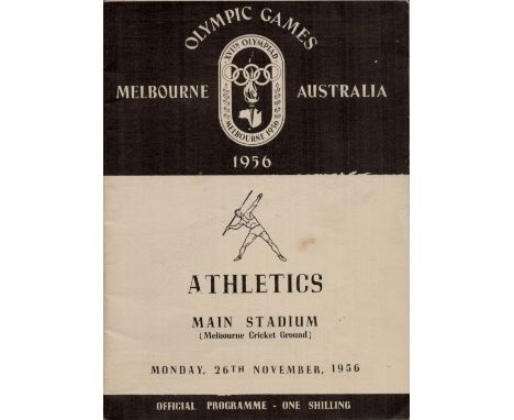 Vintage unsigned Olympic Games Melbourne Australia Official Programme - One Shilling.  Athletics Main Stadium (Melbourne Cric