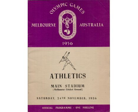 Vintage unsigned Olympic Games Melbourne Australia Official Programme - One Shilling. Athletics Main Stadium (Melbourne Crick