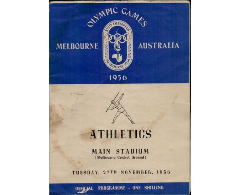 Vintage unsigned Olympic Games Melbourne Australia Official Programme - One Shilling.  Athletics Main Stadium (Melbourne Cric