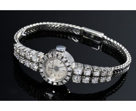Cortebert Weißgold 750 Damenarmbanduhr mit Brillanten und Achtkantdiamanten (zus. ca. 2ct/VSI/W), Handaufzug, Schweiz, 23,1g,