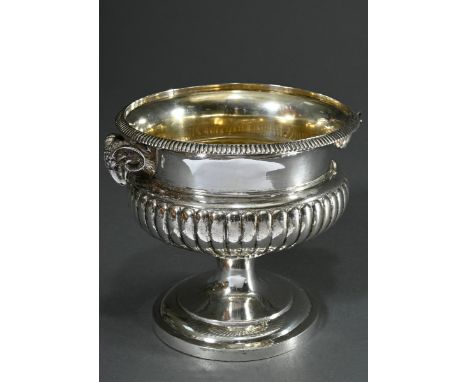 Dresdner Aufsatz mit plastischen Bocksköpfen, MZ: Ha, R, um 1840, Silber 12 Lot innen vergoldet, 321g, H. 13cm, Ø 13cm