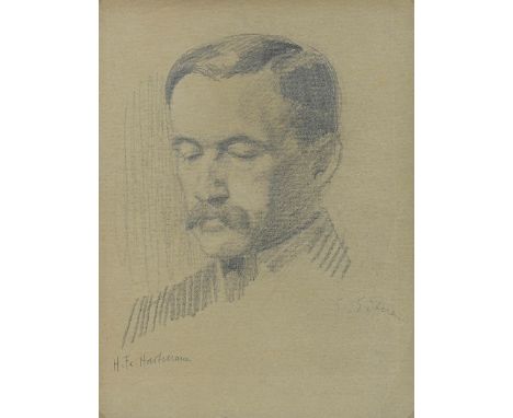 Eitner, Ernst (1867-1955) „Porträt Hugo Friedrich Hartmann", Bleistift, u.r. sign., u.l. bez., verso Studie "Drei Frauen", BM