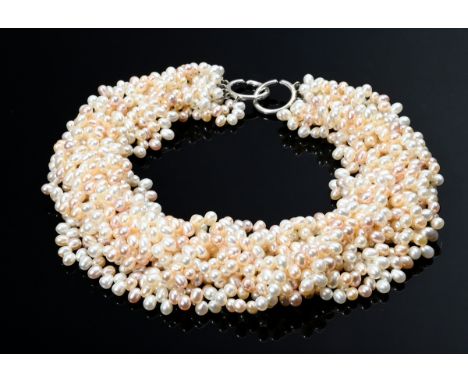 Tiffany &amp;amp; Co Perlen Collier„Paloma Picasso“ aus 10 apricotfarbenen Süßwasserperlen Strängen an Silber 925 Ringschließ