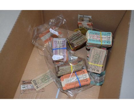 Box of vintage London Transport bus tickets