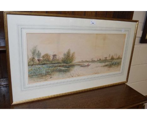 R W Fraser, study of a river scene, watercolour, framed and glazed