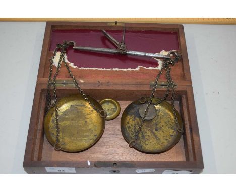 Cased pair of vintage beam scales