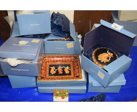 Collection of modern boxed Wedgwood porcelain items to include a range of Etruscan dance trinket boxes, photograph frames, be