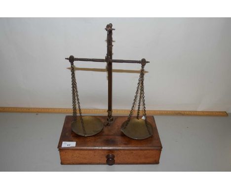 Pair of vintage brass beam scales and weights