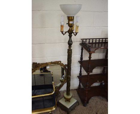 Metal and polished onyx standard lamp