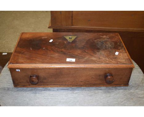 Mahogany single drawer cabinet, formerly the base section of travelling beam scales