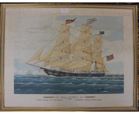 A print of ship Copia together with four other pictures
